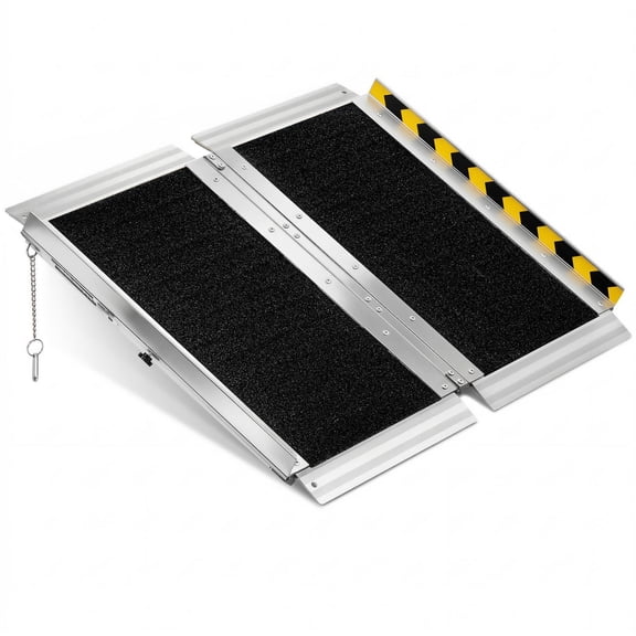 2FT Portable Wheelchair Ramp, Non-Slip Aluminum Folding Handicap Ramp with Handle, 800 lbs Capacity Threshold Ramp for Home Steps, Stairs, Entry, Doorways, Curbs Applicable Height 2-6 inches