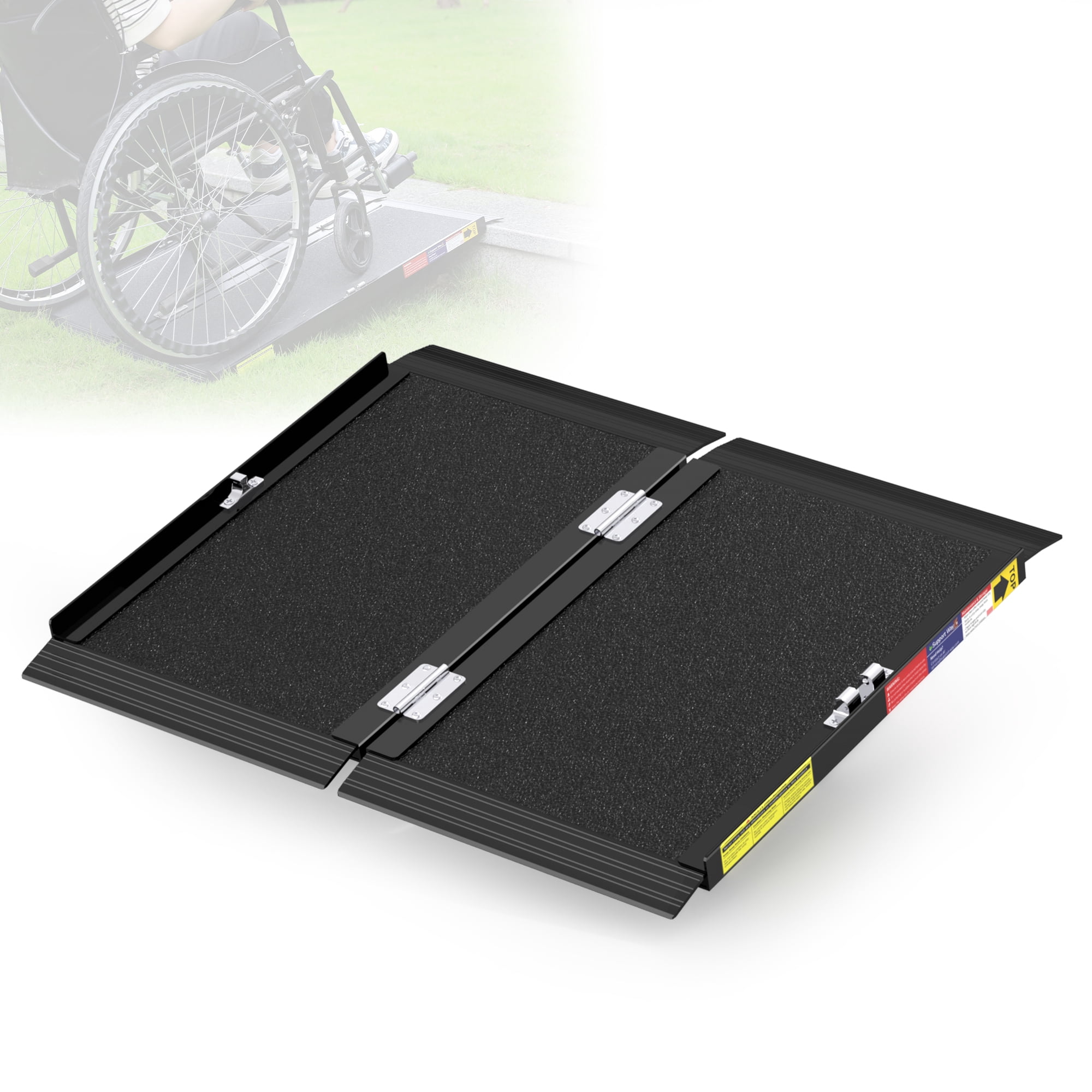 2FT Portable Wheelchair Ramp, QL Black Aluminum Folding - Walmart.com
