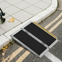 2FT Portable Wheelchair Ramp with Load-Reducing Shoulder Strap, Foldable Aluminum Ramp for Home Steps, Stairs, 800lbs Capacity Non-Slip Handicap Ramp