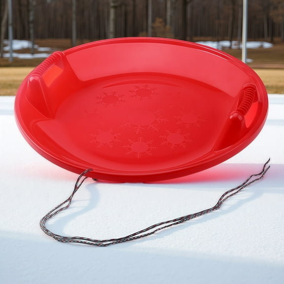2FT Red Kids Snow Tube, Single Rider Ice Sled with Pull Cord & Ultra-Slick Bottom for Fast Action on Snowy Hills