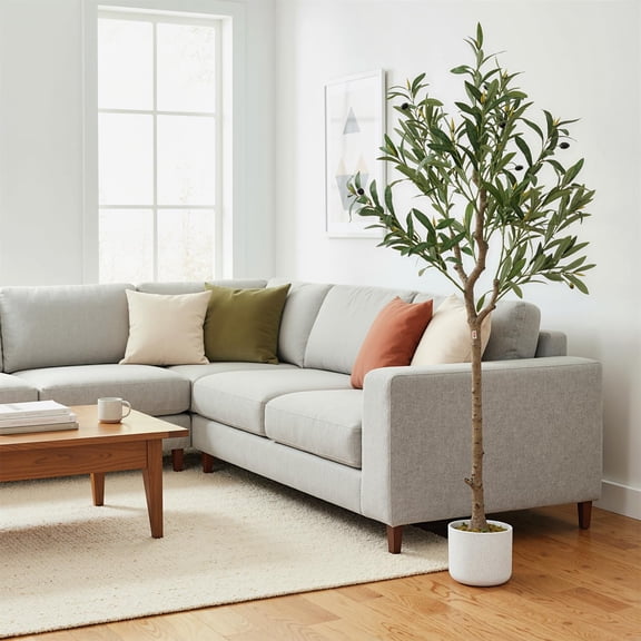 2FT Small Artificial Olive Tree in Pot, Fake Olive Trees with Lifelike Leaves & 8 Fruits,Faux Olive Tree,Decorative Evergreen Indoor Fake Plants for Home Living Room Decor Outdoor Office
