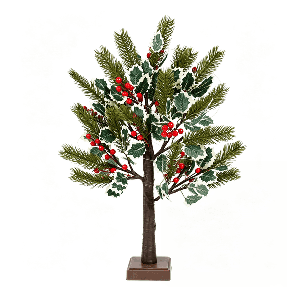 2FT Small Christmas Light Pine Needles Tree, Mini Xmas Tree With LED String Lights For Xmas Decoration Tabletop Bonsai Tree Light, Fairy Light Spirit Tree For Home Indoor Decor