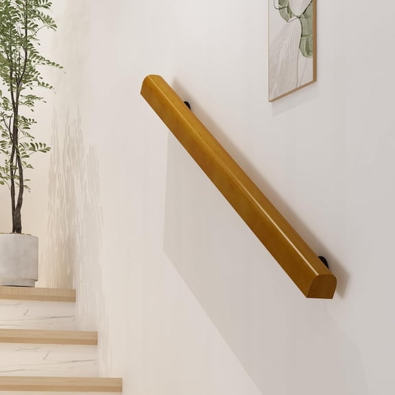 2FT Wooden Stair Railing Indoor, Wall Railings for Stairs, Hand Rails for Indoor Stairs, Non-Slip Stair Handrail for Home Garden Corridor Lofts Kindergarten Guardrail