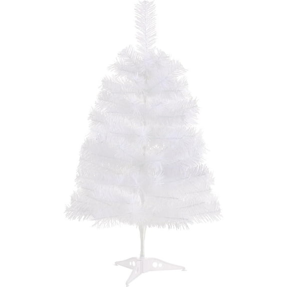 2Ft Artificial Christmas Tree Green Tabletop Christmas Tree with Flocking Snow Frost Tips Plastic Stand Mini Xmas Pine Tree for Party Supplies Indoor Outdoor Holiday Home Decoration