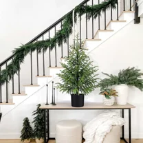 2Ft Norfolk Pine Christmas Tree, Artificial Xmas Tree Christmas Decorations Outdoor Indoor, Classic Christmas Tree Decorations, Christmas Tree Ornaments for Front Door