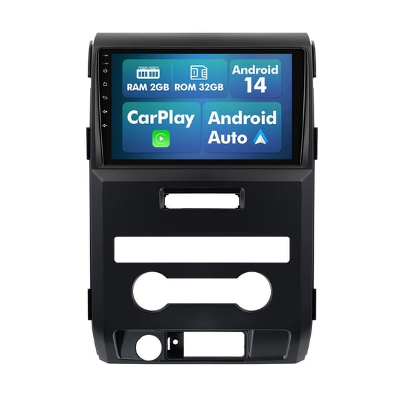 2G 32G Android 14 Car Stereo Radio for Ford F150 Raptor 2009-2012 with Manual A/C CarPlay GPS FM WiFi with Multiple theme UI