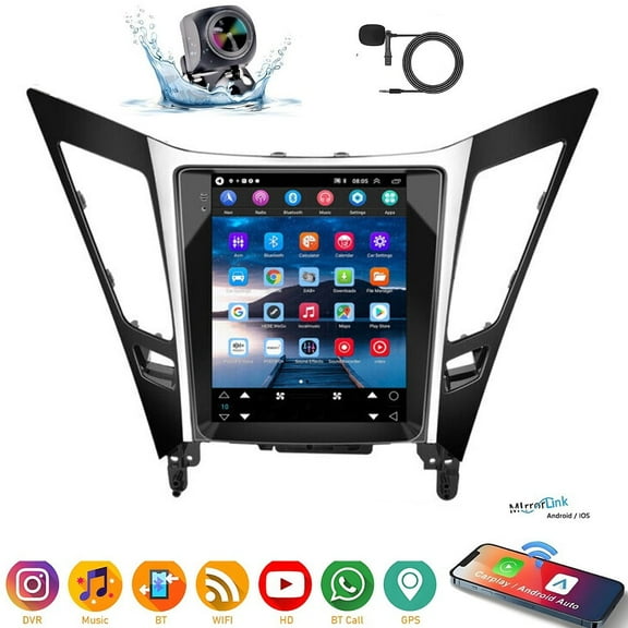 2G+32G for Hyundai Sonata 2011-2015 Radio Android 13 Car Stereo Wireless CarPlay Android Auto Mirror Link GPS Navigation 9” HD Touchscreen Bluetooth Car Radio FM/WiFi+Backup Camera Mic