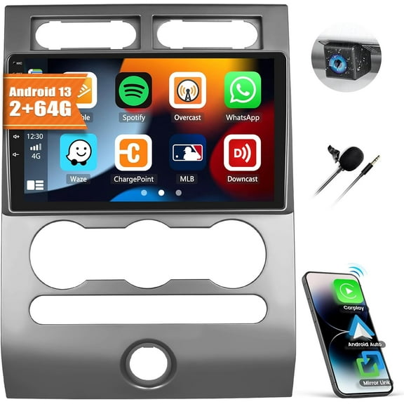 2G+64G Android 13 Car Stereo for Ford Expedition 2007-2014 with Wireless Apple Carplay Android Auto,9'' Touchscreen Car Radio with Mirror Link WiFi GPS Navigation Bluetooth FM/RDS SWC+AHD Rear Camera