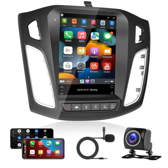 2G 64G Android Car Stereo for Ford Focus 2012-2018 with Carplay, S 9.7 Inch Touch Screen Car Radio with GPS Navigation Bluetooth FM HiFi WiFi Mirror Link Android Auto + AHD Backup Camera