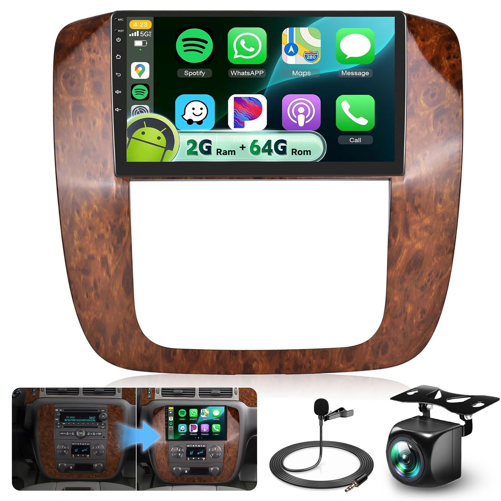 10.88'' Android Car Stereo For GMC Yukon Sierra Chevy 2007-2013 | Wireless CarPlay & Android Auto | Backup Camera | Touchscreen