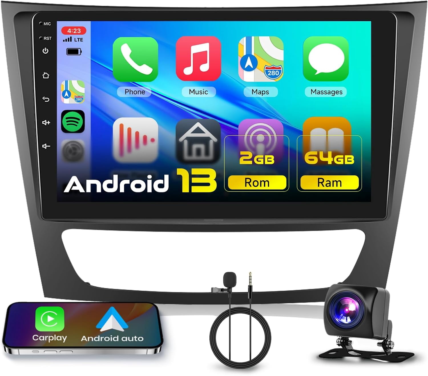 W219 Android 2G+64G Car Radio Stereo for Mercedes Benz E Class W211 E200 CLS W219 ...