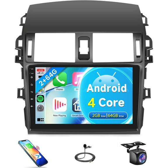 2G+64G Car Radio for Toyota Corolla 2009-2013, Android Car Stereo Wireless Carplay, Rimoody 9 inch Touch Screen for Corolla Android Auto Bluetooth GPS WiFi FM Mirror Link RCA + Backup Camera