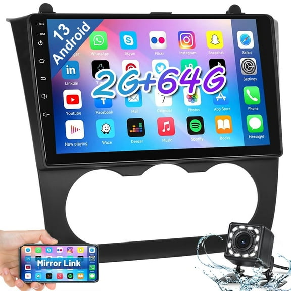 2G+64G for Nissan Teana Altima 2008 to 2012 Car Stereo Radio 9'' Touchscreen Android Car Player Bluetooth Mirror Link Function FM GPS WIFI USB, Rear View Camera