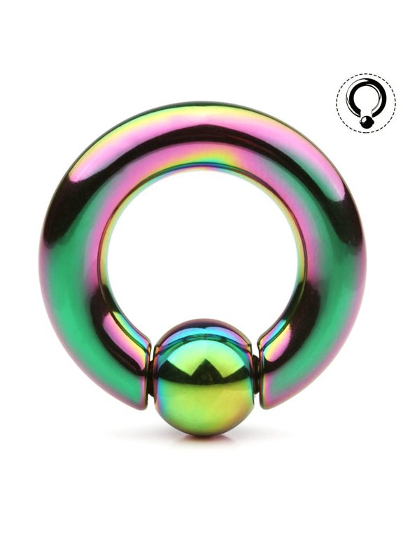 2GA | 4GA | 6GA | 8GA | 10GA | 12GA - Colored Tension Captive Titanium IP 316L Implant Grade Steel Bead Ring | Opening Pliers Required