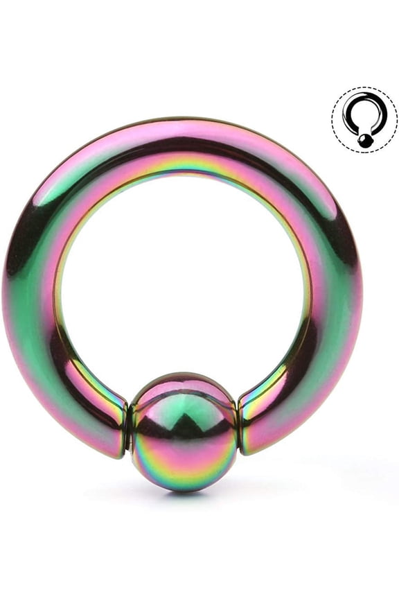 2GA | 4GA | 6GA | 8GA | 10GA | 12GA - Colored Tension Captive Titanium IP 316L Implant Grade Steel Bead Ring | Opening Pliers Required