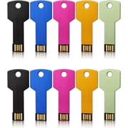 2GB USB2.0 Flash Drive 10 Pack, Color Flash Drive Key Shape Metal Thumb Drive, Portable Zip Drive USB1.2GB* 5 Mixed Colors