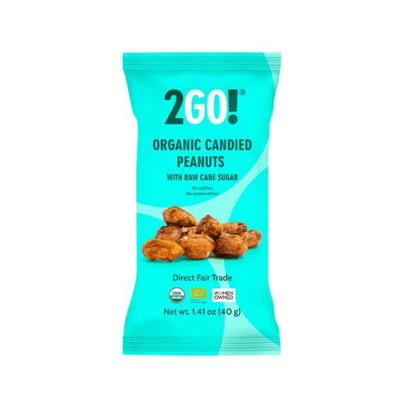 2GO! ORGANIC CANDIED PEANUTS  case of 10 units  pack  40 grams each