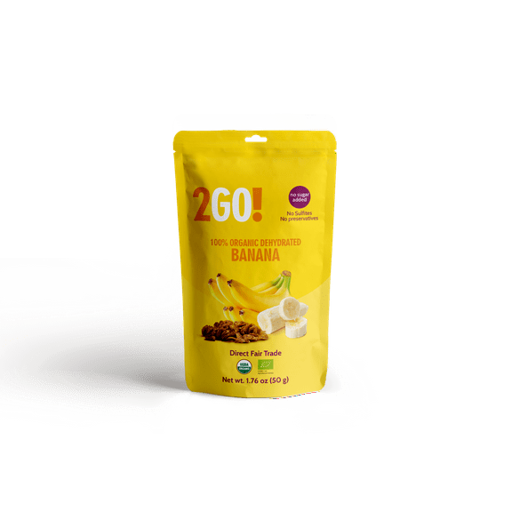 2GO! Organic Dried Banana 1.76 oz - pack of 4 units