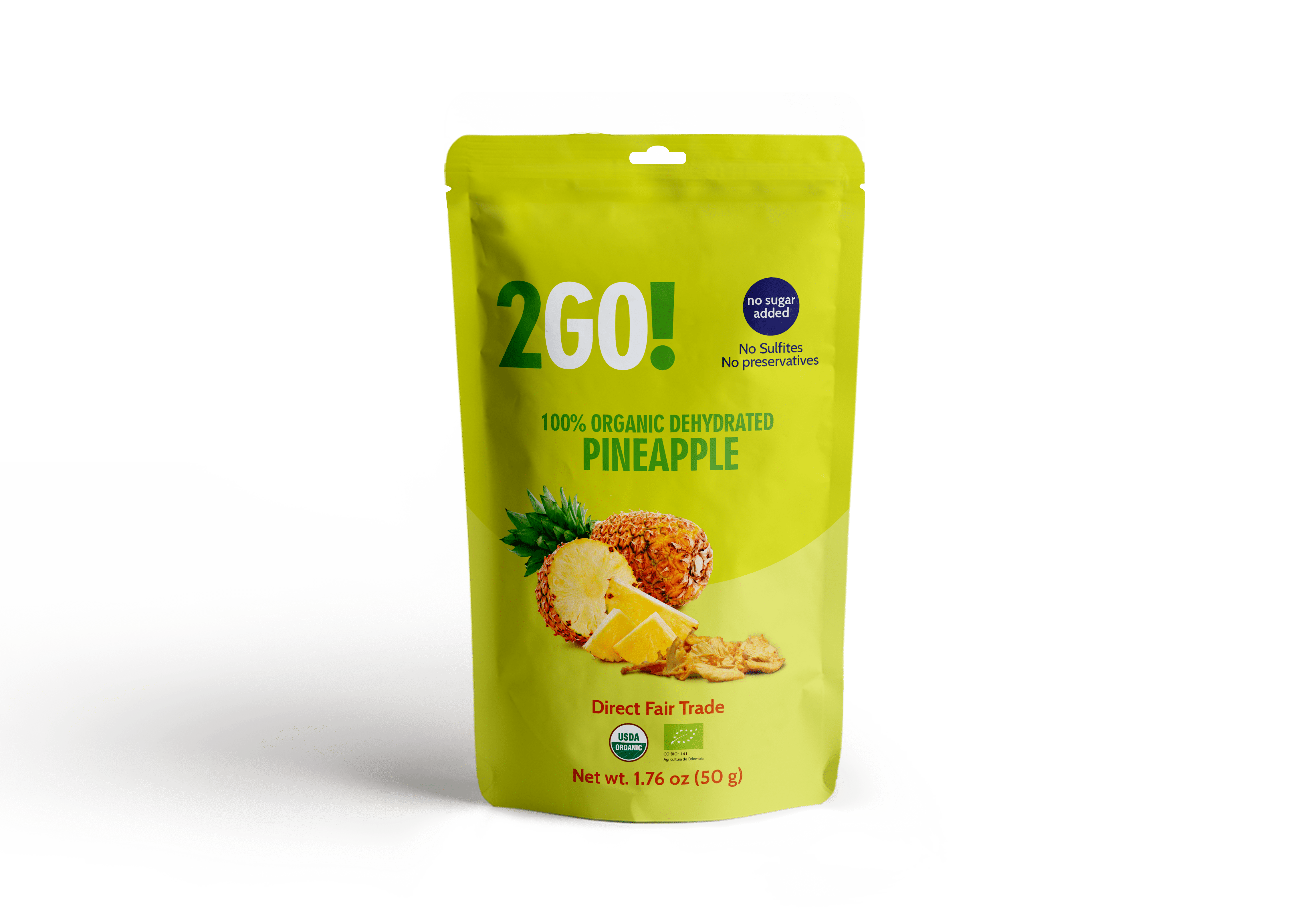 2GO!® Organic Dried Pineapple  1.76 oz - (4 pack)