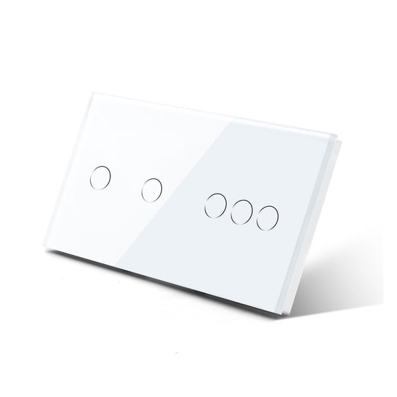2Gang Wall Touch Switches 3Gang 1Way Switches Double Power Switches Crystal Glass Panel Light Switches Blue Backlights ,Easy to Installation
