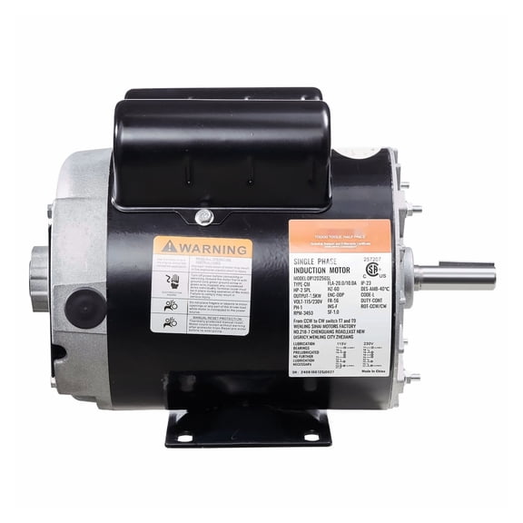 2HP Air Compressor Motor 115/230V 3450RPM 56 Frame - Single Phase Motor Replacement - CW/CCW Rotation - 20/10A - 5/8" Keyed Shaft