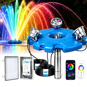 Foxlux 2HP Pond Fountain Aerator with 3 RGB LED Lights, 120V 30000 GPH Floating Pump, Automatic Aerating Pump for Large Ponds, Lakes, and Outdoor Water Features, with Controller, APP & Remote Control