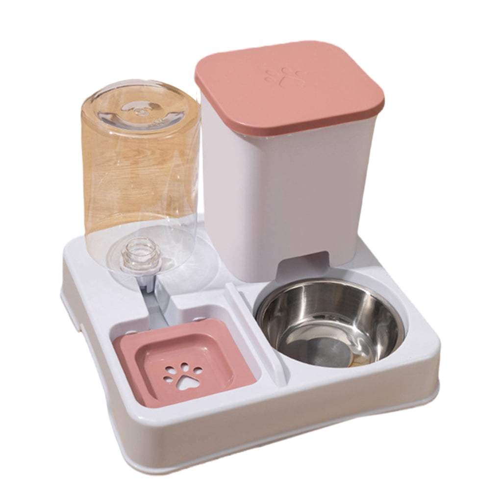 2IN1 Automatic Feeder for Small Dog Cats Food Feeder Double Bowl Food Container and Water Dispenser Pet Dishware