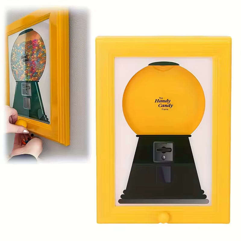 2IN1 Candy Dispenser Picture Frame Snack Holder & Home Dcor Photo frame equipped with a candy dispenser for displaying photos while making it convenient to get candies, nuts and pet snacks
