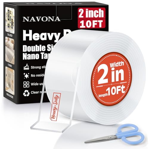 2In x 10Ft Double Sided Nano Tape, Heavy Duty Removable Transparent Mounting Tape for Walls, Home, Office, Kitchen Multipurpose Reusable Adhesive Tape$$Office