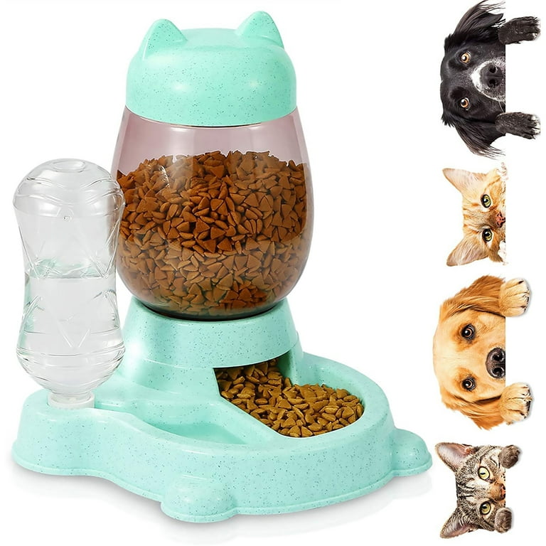 UniqueFit Pets Cats Dogs Automatic Waterer and Food Feeder 3.8 L with 1 Water Dispenser and 1 Pet Automatic Feeder (A-gray)