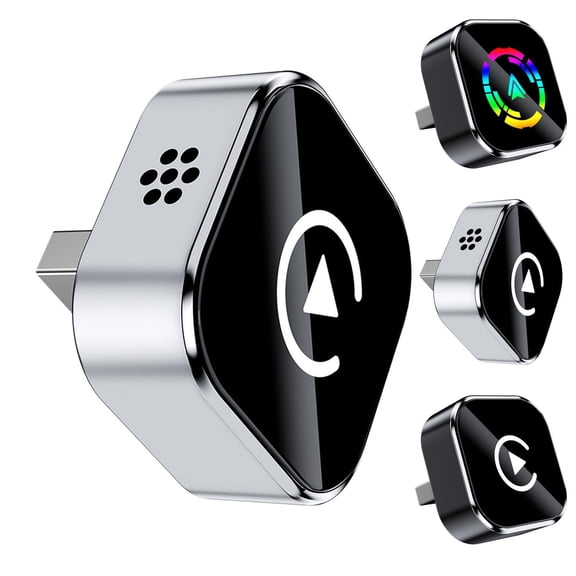 2In1 Carplay & Android Auto Smart Portable Car Interconnection Box, Wireless Carplay Adapter With Usb Port, For Car Owners Needing Seamless In-Car Smartphone Integration, White