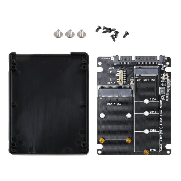 2In1 MSATA/for M.2 NGFF to SATA3 Adapter Card Enclosure Box for 2.5" SSD PC Comp