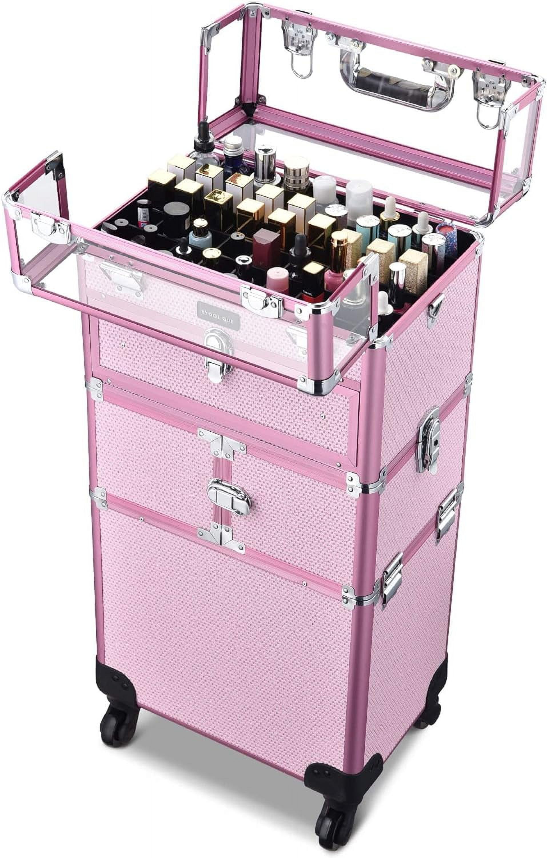 2In1 Nail Polish Organizer Rolling Makeup Train Case Manicure Cosmetic