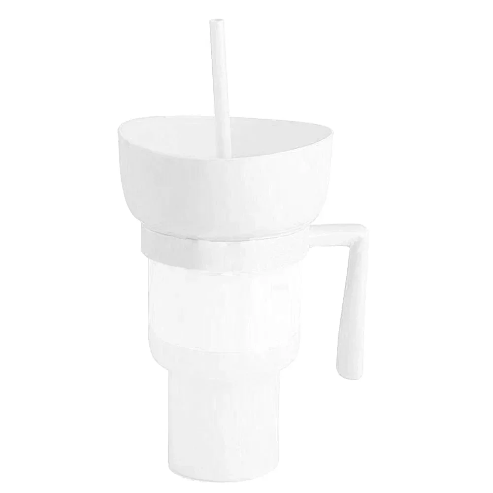 2In1 Snack Bowl Drink Cup with Straw Stadium Tumbler Water Bottle Straw ...