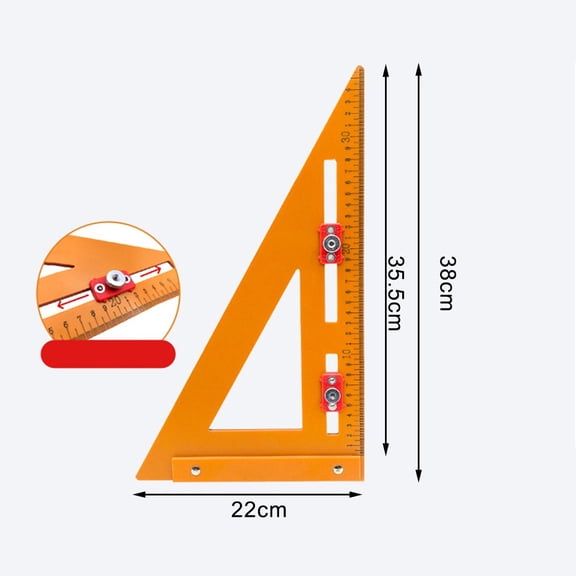 2In1 Woodworking Square Ruler With Positioning Slider Adjustable Triangle Measuring Tool For Carpenters Orange 22X38Cm 220*380