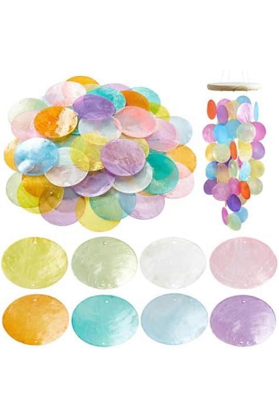 2Inch 8 Color Round Sliced Capiz Shell Disc Sea Shell Coin Bead Connector With 1.5mm Dual Holes For