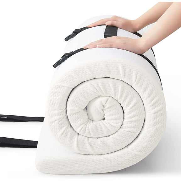 2Inch Cot Mattress Topper,Narrow Twin Foam Mattress for Camping Cot,Sofa Bed,Pull Out Chair Cushion,Portable,Roll Up Surpportive Sleep Pad(75 x 30)