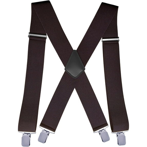 2Inch Men's Heavy Duty Suspenders with Strong Clips Adjustable X-Back for Work Jeans
