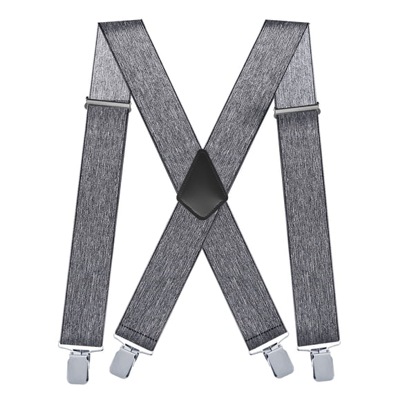 2Inch Men's Suspenders Adjustable Elastic X Back Style Grey Suspenders For Men Heavy Duty