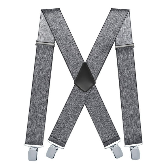 2Inch Men's Suspenders Adjustable Elastic X Back Style Grey Suspenders For Men Heavy Duty