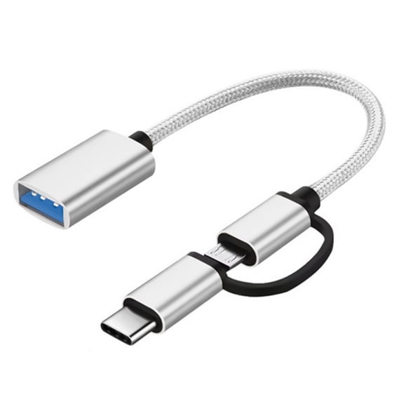 2Interface USB C/ USB to USB OTG Adapter Cable Compatible for Mouse Gamepad Tablets PC Type C OTG USB Cable