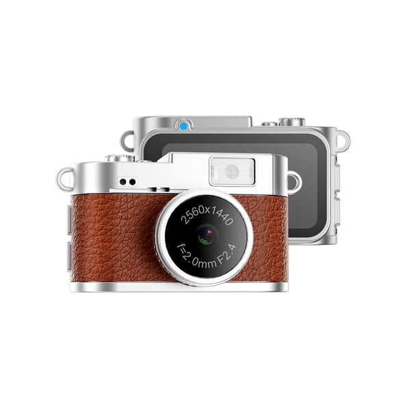 2K 1440P Mini Keychain Camera, 1.47" IPS HD Display Video Recorder, 128GB Storage Wearable Cam (Brown 128GB)