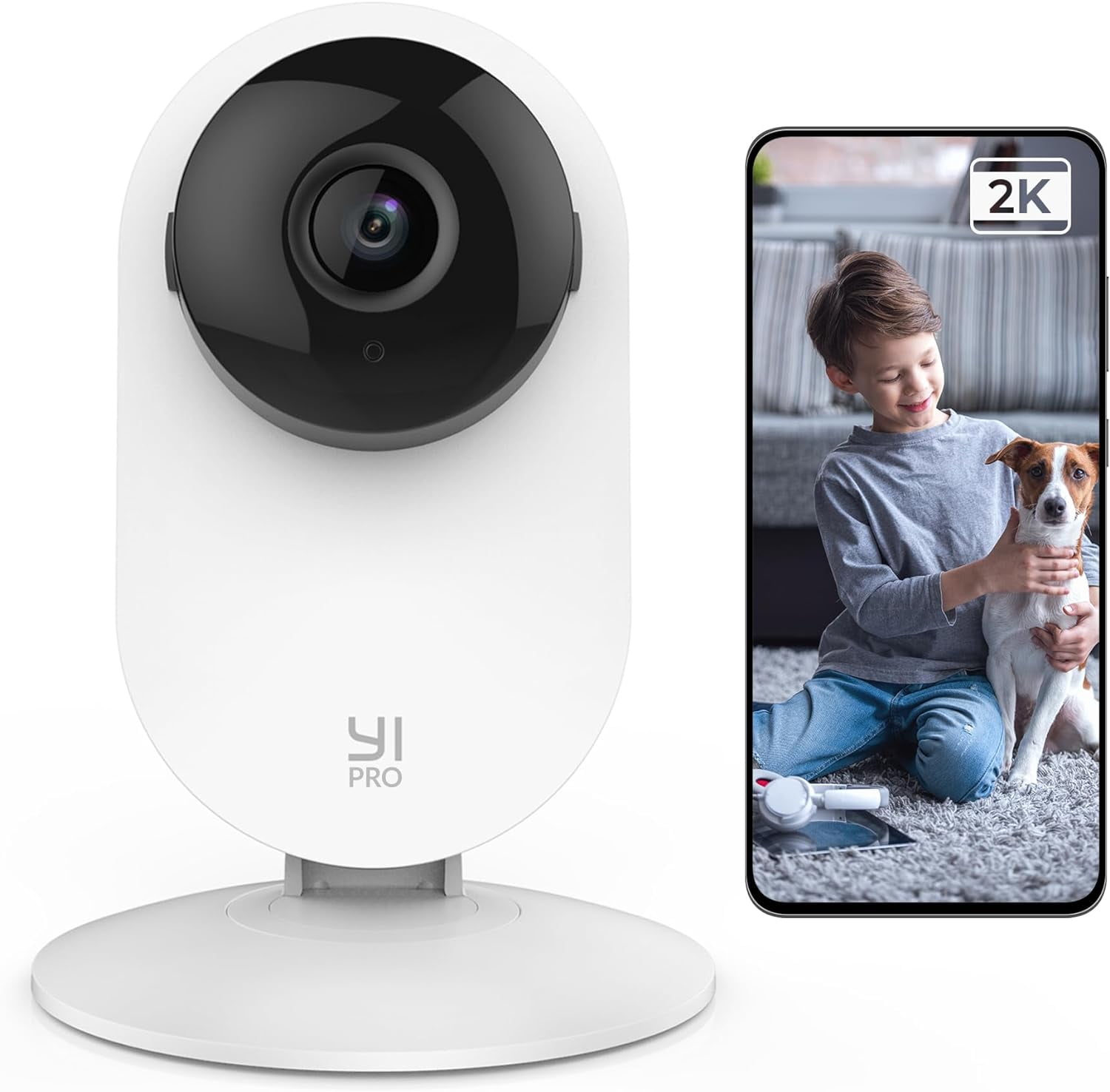 2K 3MP Home Security Camera, Indoor Camera with Person, Vehicle, Animal Detection, Phone App for Baby, Pet, Dog, Monitoring, Compatible with Alexa