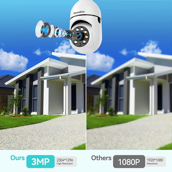2K/3MP Light Bulb Security Camera, 5G& 2.4GHz WiFi 2 Pack Alexa Home 360 Wireless Security Camera Outdoor, Motion Tracking Detection Alarm,Color Night Vision