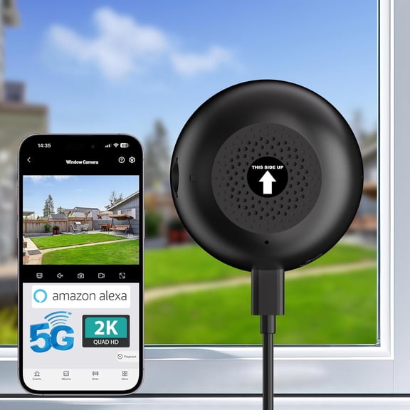 2K 3MP Window Camera, Smart AI Color Night Vision, 2.4G&5GHz WiFi Indoor Home Security Cam w/Motion Detection, 2-Way Talk, Alexa, 24/7 Recording, Zone Set, 10Ft Cable, Easy Install, 1-Pack