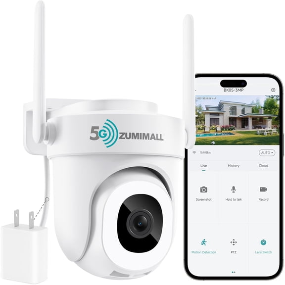 2K 3MP Wired Camera for Home Security, 2.4G/5G WiFi Security Camera Outdoor, 24/7 Recording, AI Motion Detection, Cloud & SD Card Storage, 2-Way Audio, 360 PTZ Auto Tracking, Work with Alexa