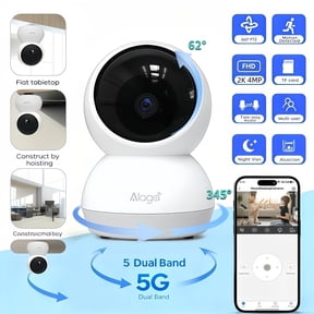 2K 4MP 360° Panoramic View 5G/2.4G WiFi Home Security Camera, ABS Resin, AI Motion Detection, Real-Time Two-Way Audio, Night Vision Indoor Camera for Office Video Surveillance