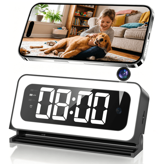 2K Alarm Clock Camera, 5G&2.4G WiFi Baby Camera, Wireless Indoor Camera for Home Security, Color Night Vision, Two-Way Talk, AI Motion Detection