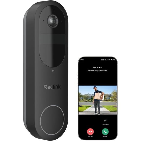 2K Battery Video Doorbell Camera, 150x150 Head-to-Toe View, 2.4/5 GHz WiFi, Local Storage, No Monthly Fee, Two-Way Talk, Person/Vehicle/Package Detection(Chime not Included)