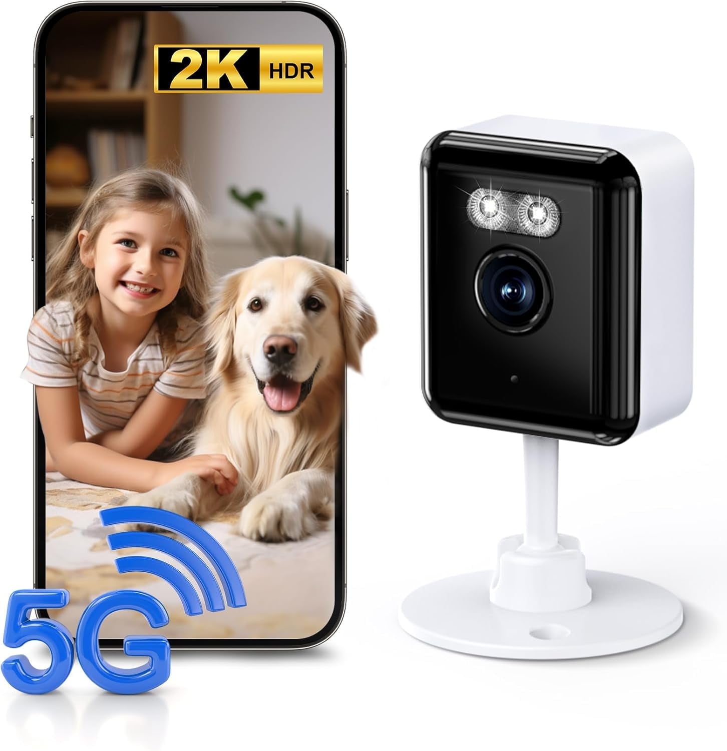 2K Cameras for Home Security, 2.4/5GHz Wi-Fi 6 Indoor Camera for Dog/Pet/Nanny/Baby, AI Text Recognition, Smart Search, Color Night Vision, 2 Way Talk, Human Detection